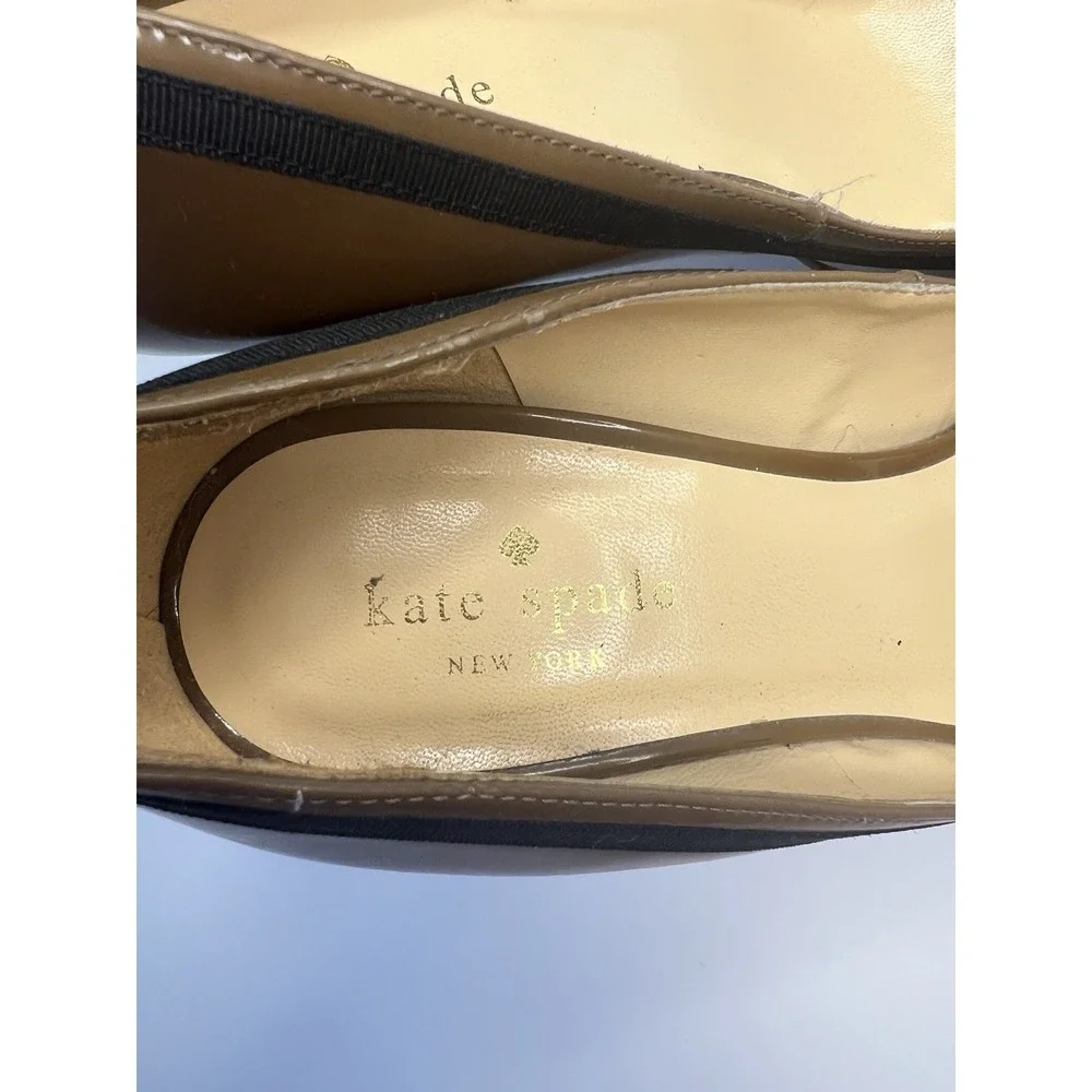 Kate Spade New York Women Patent Leather Classic Pump Brown 9B Formal Work Money